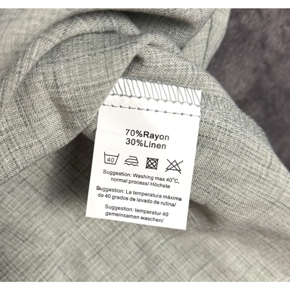 NWT COOFANDY Mens Linen Short Sleeve Summer Button Down Beach Shirt Green Medium - Picture 5 of 6